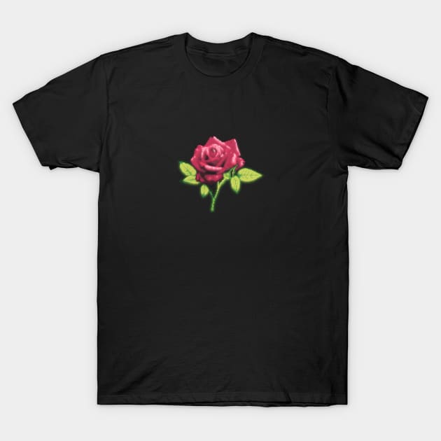 Retro Glow Rose T-Shirt by astrellonart